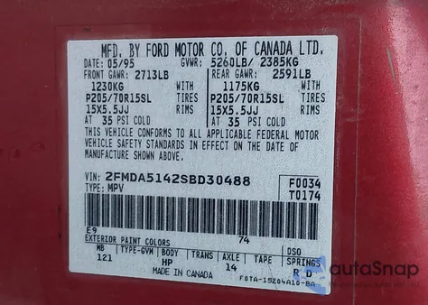 1995 Ford Windstar Wagon from USA, damaged, VIN 2FMDA5142SBD30488